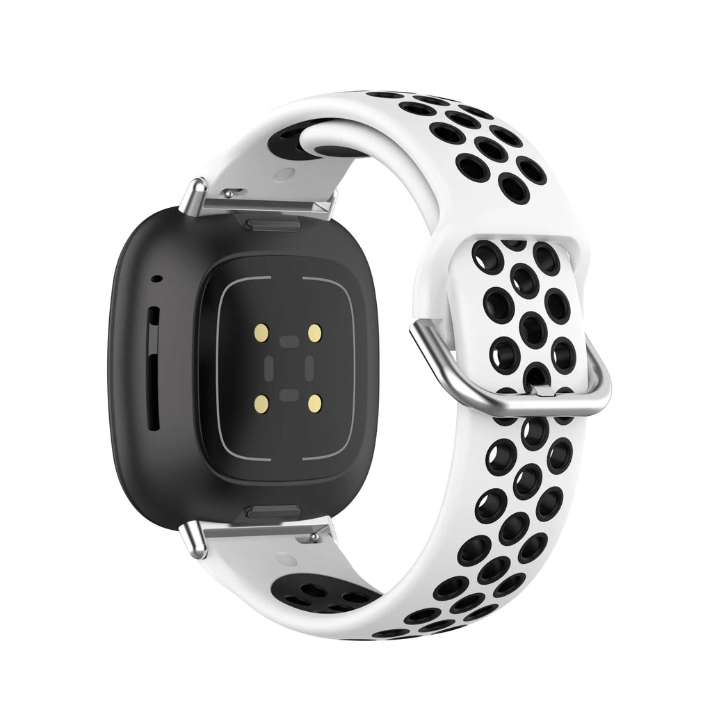 Siliconen armband voor Fitbit Versa 3, Versa 4, Sense 1 en Sense 2 horloge wit en zwart