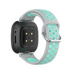 Siliconen armband voor Fitbit Versa 3, Versa 4, Sense 1 en Sense 2 horloge grijs en cyaan