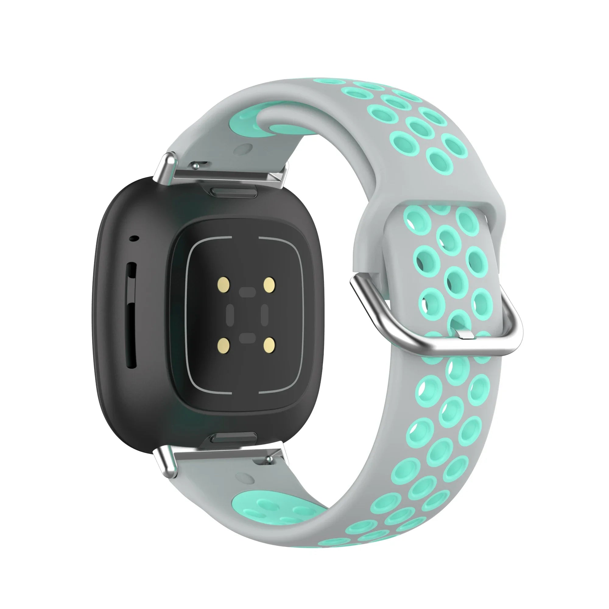 Siliconen armband voor Fitbit Versa 3, Versa 4, Sense 1 en Sense 2 horloge grijs en cyaan