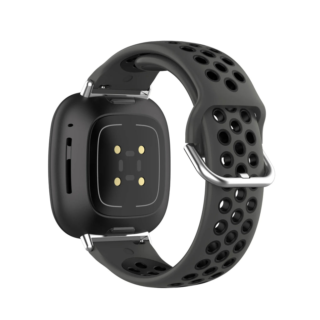 Siliconen armband voor Fitbit Versa 3, Versa 4, Sense 1 en Sense 2 horloge zwart
