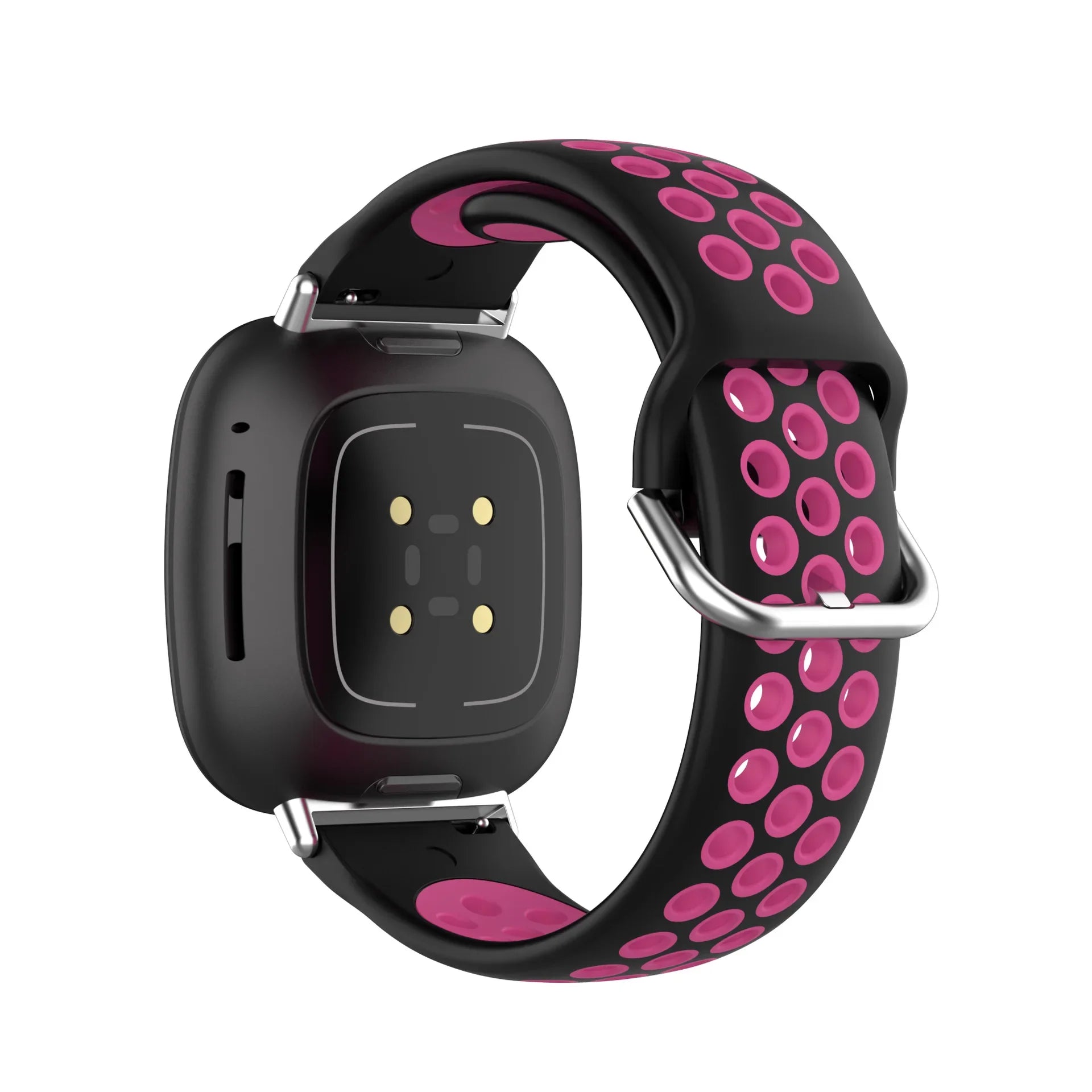 Siliconen armband voor Fitbit Versa 3, Versa 4, Sense 1 en Sense 2 horloge zwart en roze