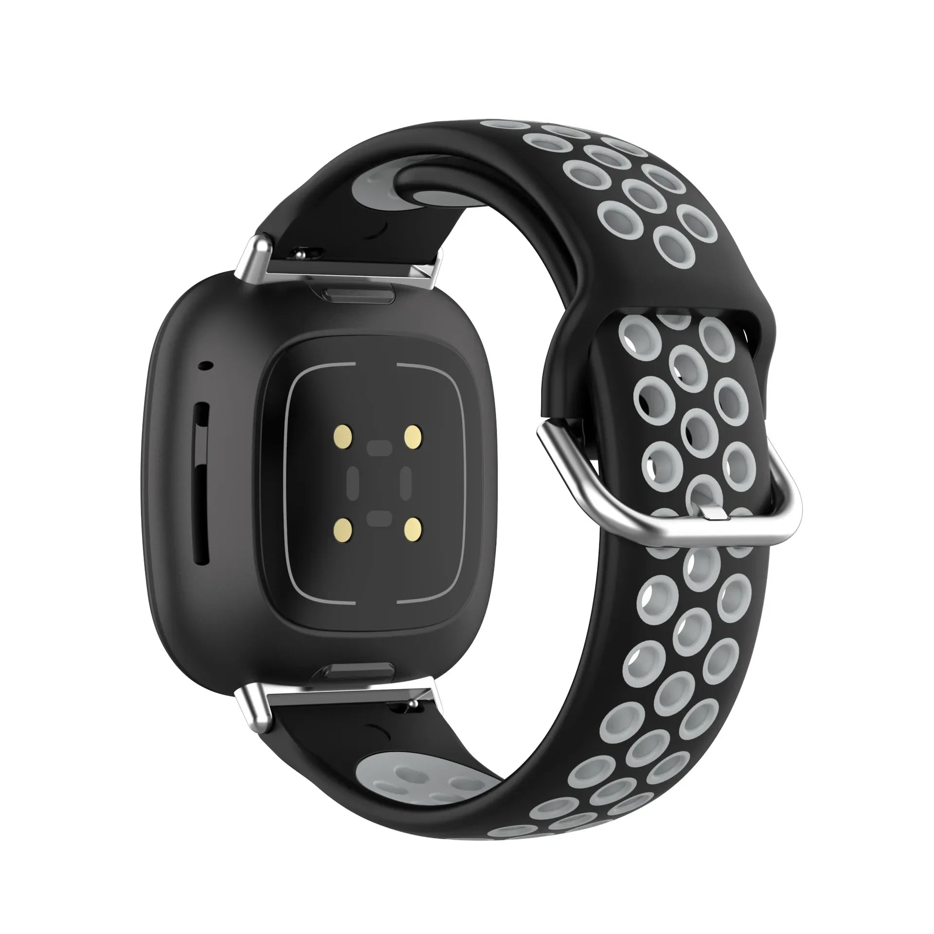 Siliconen armband voor Fitbit Versa 3, Versa 4, Sense 1 en Sense 2 horloge zwart en grijs
