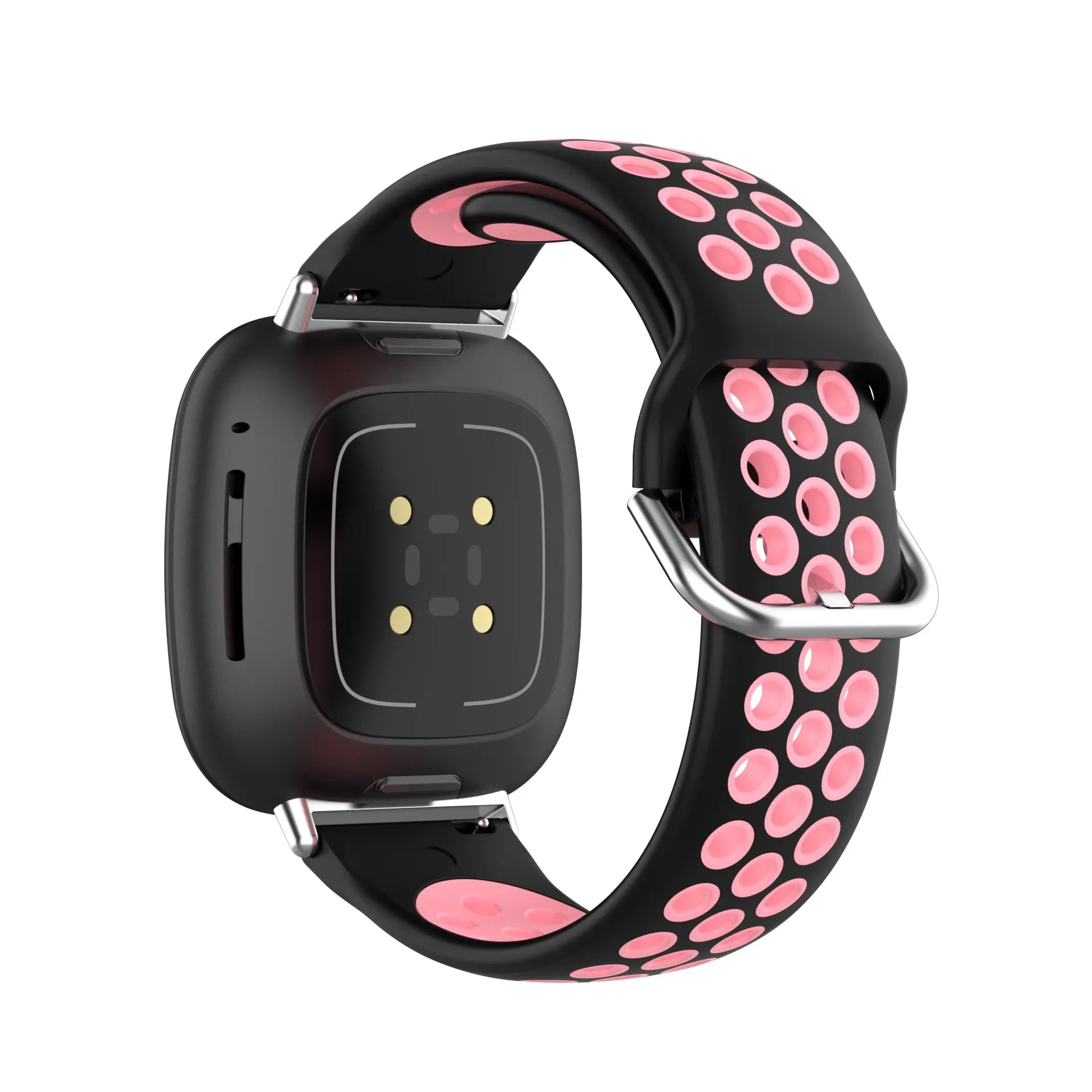 Siliconen armband voor Fitbit Versa 3, Versa 4, Sense 1 en Sense 2 horloge zwart en roze
