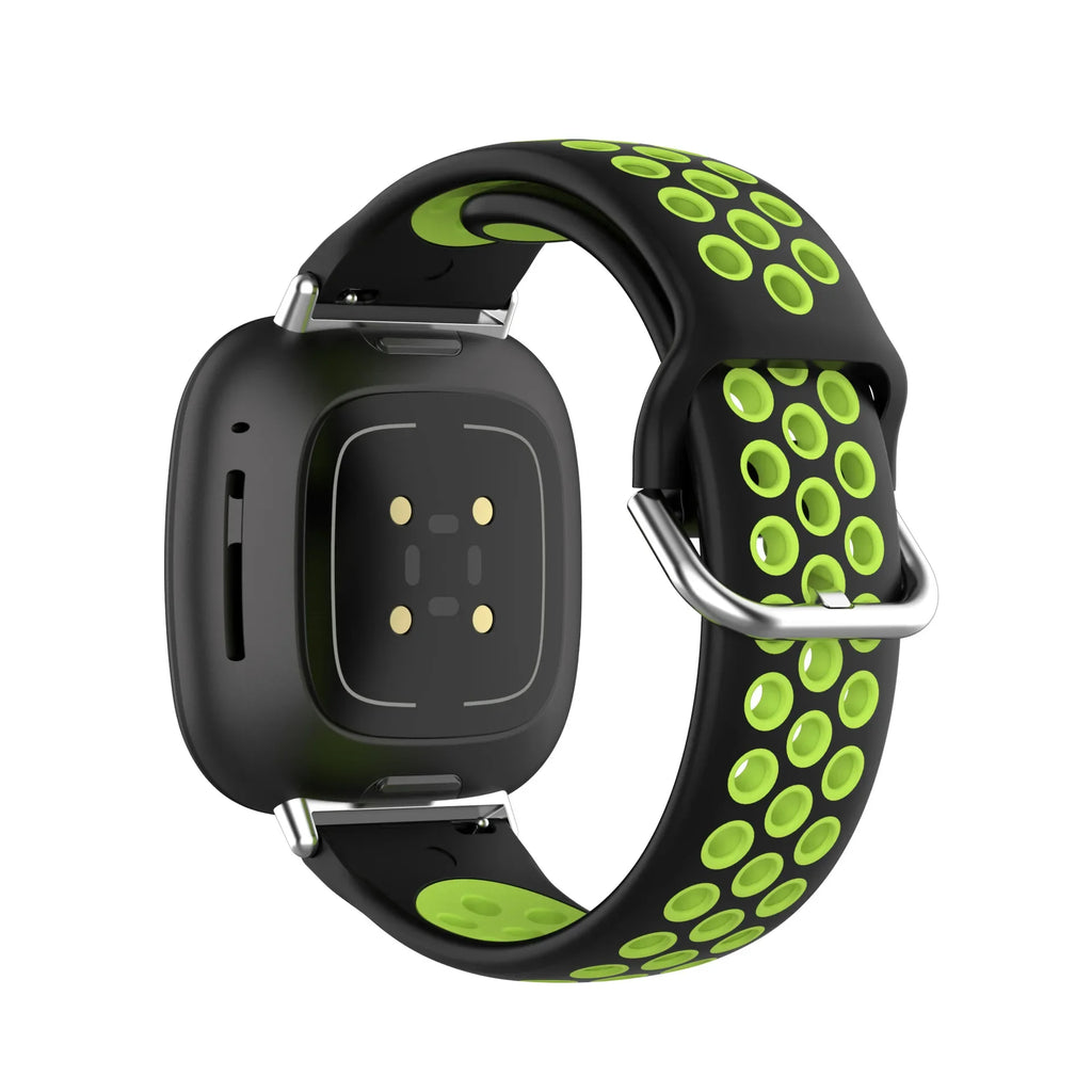 Siliconen armband voor Fitbit Versa 3, Versa 4, Sense 1 en Sense 2 horloge zwart en groen