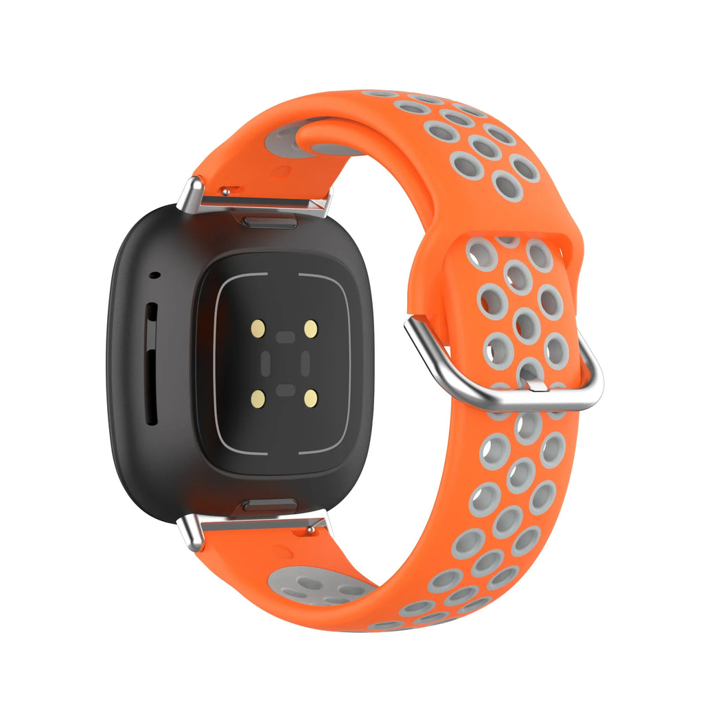 Siliconen armband voor Fitbit Versa 3, Versa 4, Sense 1 en Sense 2 horloge oranje en grijs