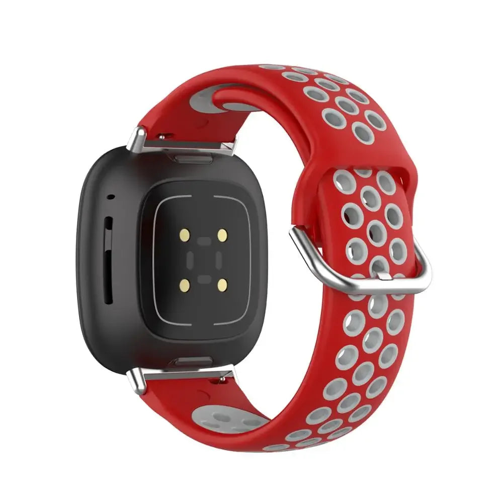 Siliconen armband voor Fitbit Versa 3, Versa 4, Sense 1 en Sense 2 horloge rood en grijs