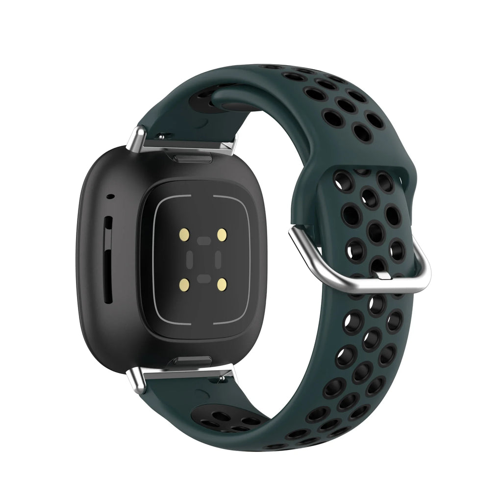 Siliconen armband voor Fitbit Versa 3, Versa 4, Sense 1 en Sense 2 horloge groen en zwart