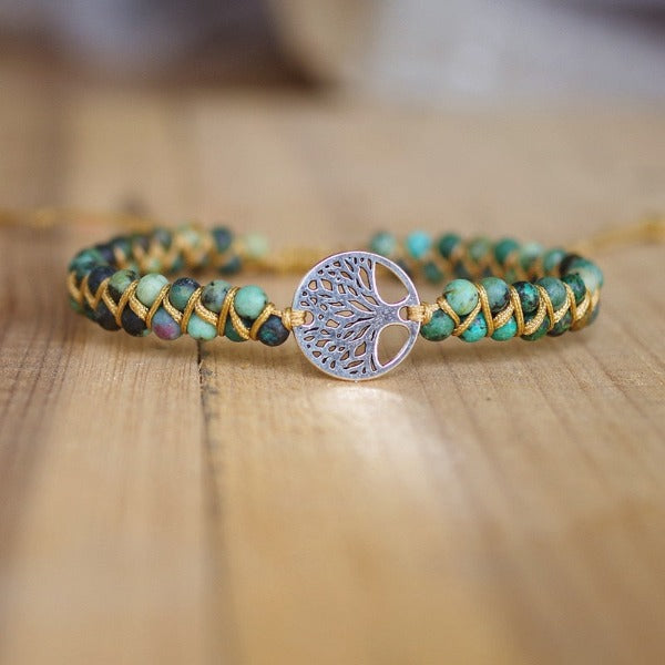 Damesarmband Natuursteen Paars Levensboom