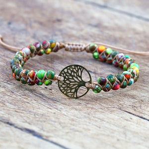 Bracelet Femme Pierre Naturelle Violet Arbre de Vie