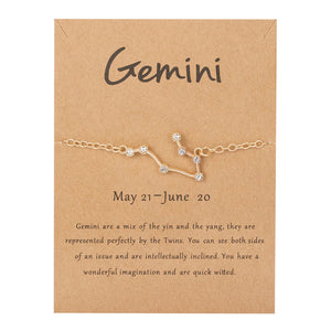 Bracelet Femme Signe du Zodiaque 12 Constellations gémeaux