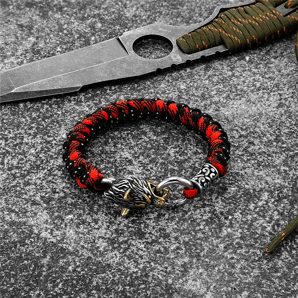 Fenrir Survival Armband - Parachutetouw Gourmette Viking Wolf 2