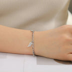 Bracelet Feuille de Palmier et Zircon style A argent