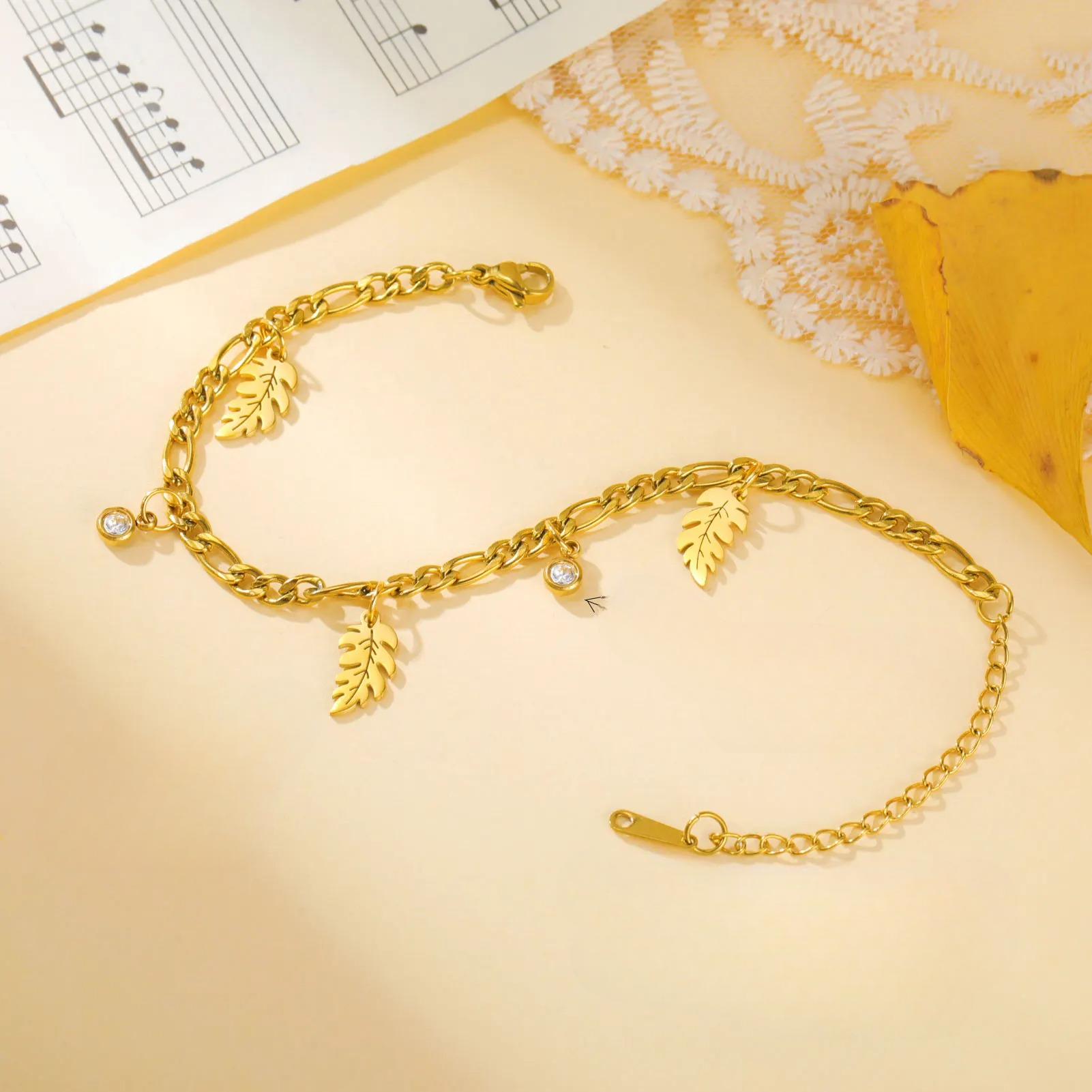 Palmblad en Zirkonia Armband 