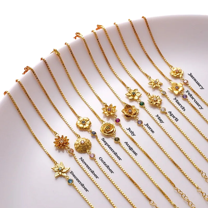 Geboortesteen Bloemenarmband met Zirkonia 