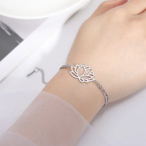 Bracelet Fleur de Lotus Femme argent