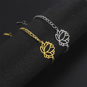 Bracelet Fleur de Lotus Femme argent