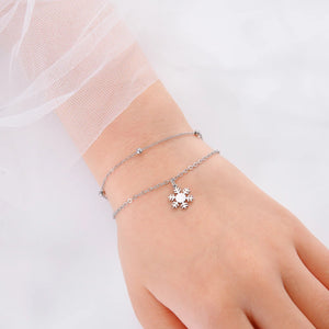 Bracelet Flocon de Neige Gourmette Hiver argent