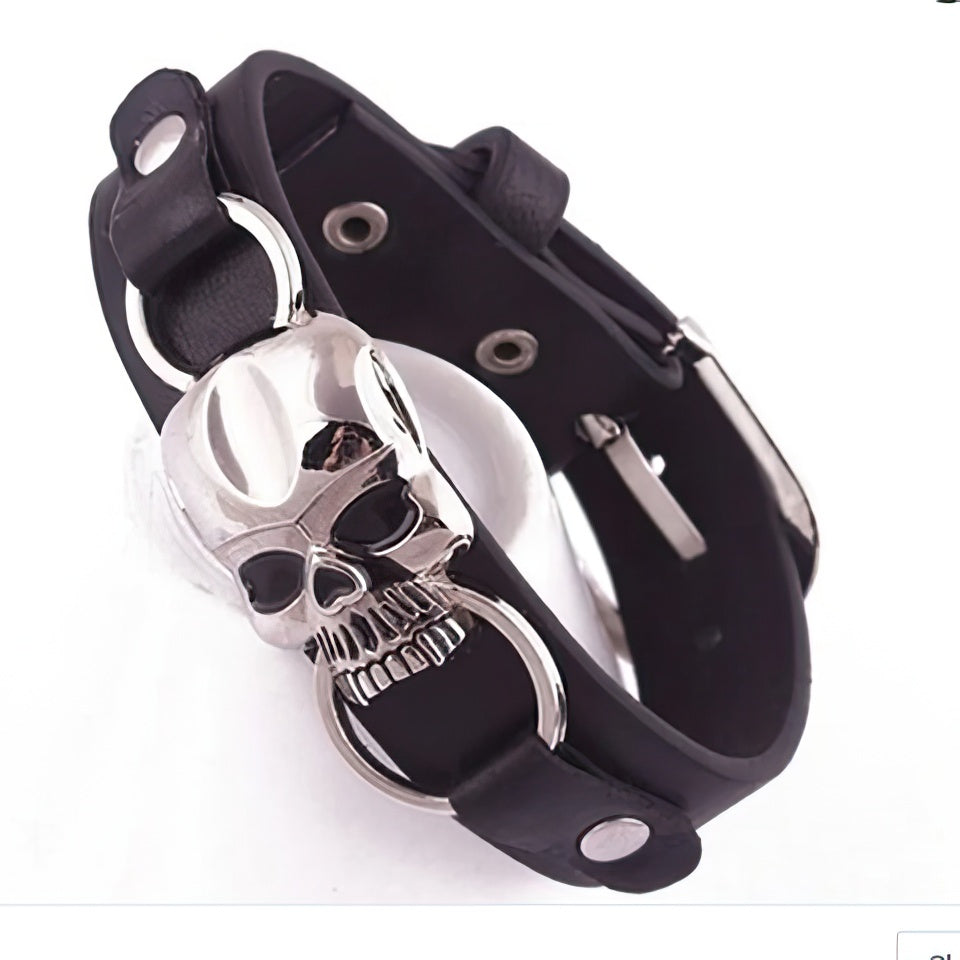 Gothic Skull Leren Armband
