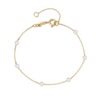 Fin Bracelet Gourmette avec Perles Blanches