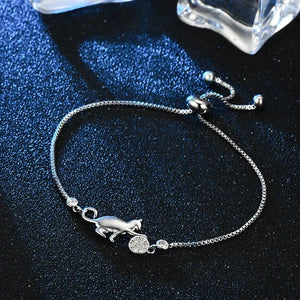 Bracelet Gourmette Chat Zircon argent