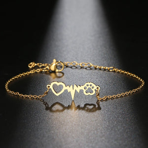 Bracelet Gourmette Coeur Patte or