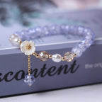 Bracelet Gourmette Fleur en Crystal bleu