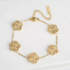 Bracelet Gourmette Fleurs à 5 Pétales or