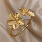 Bracelet Gourmette Grosses Fleurs à 5 Pétales or