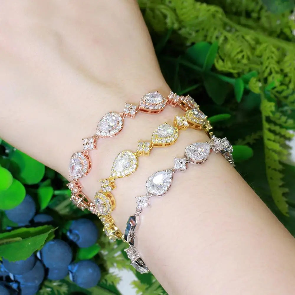 Bracelet Goutte d'Eau en Zircon or