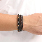 Leren armband tijgeroog voor heren