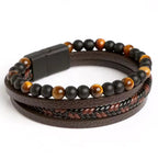 Leren armband tijgeroog voor heren