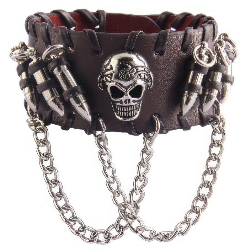 Leren Skull Armband Heren