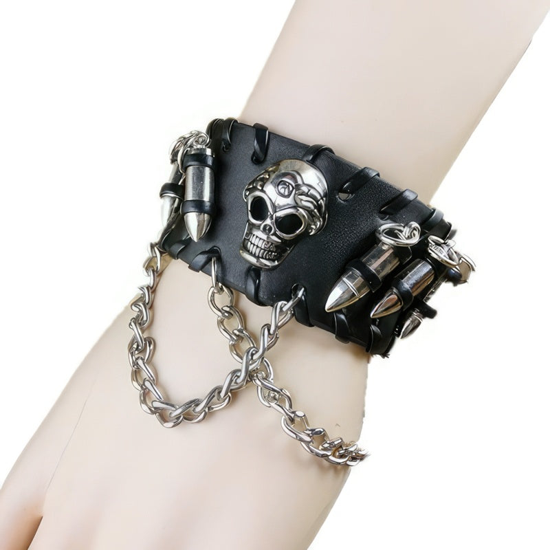 Leren Skull Armband Heren
