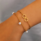 Bracelet Infini Perles or