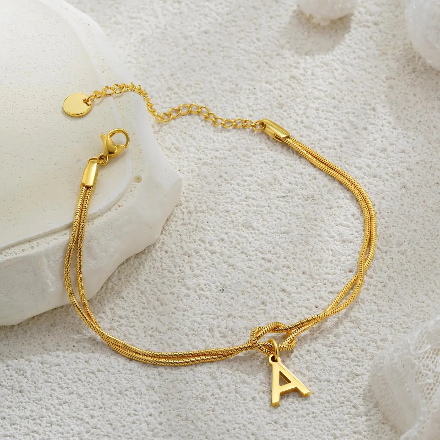 Armband met initiaal en strik - letter 