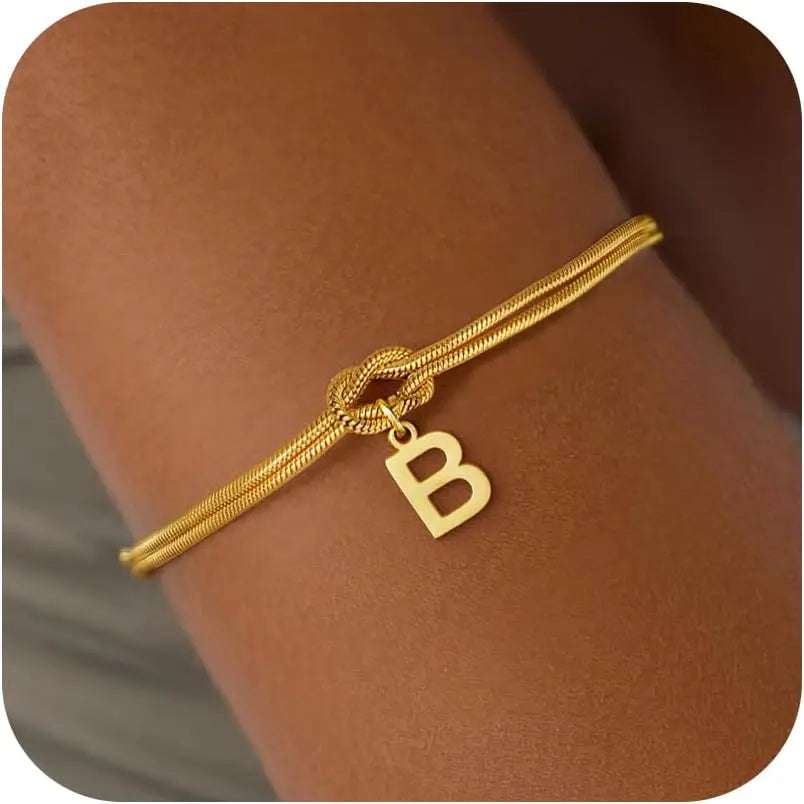 Armband met initiaal en strik - letter 