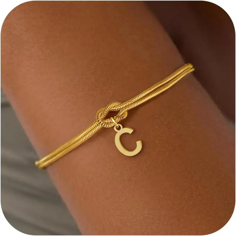 Armband met initiaal en strik - letter 