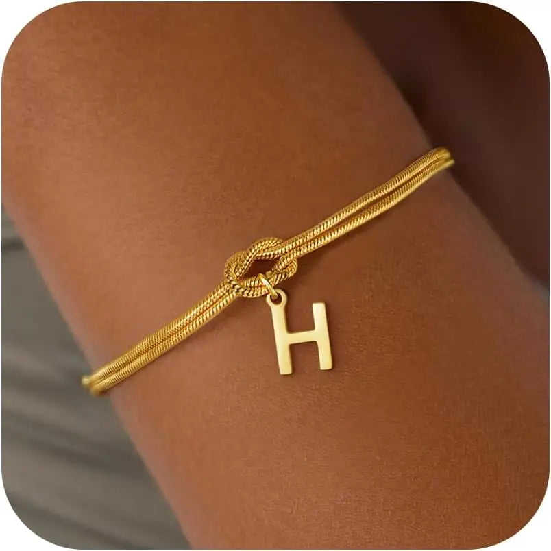 Armband met initiaal en strik - letter 