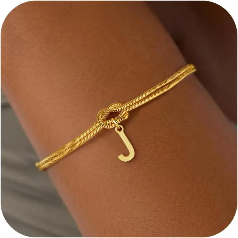 Armband met initiaal en strik - letter 
