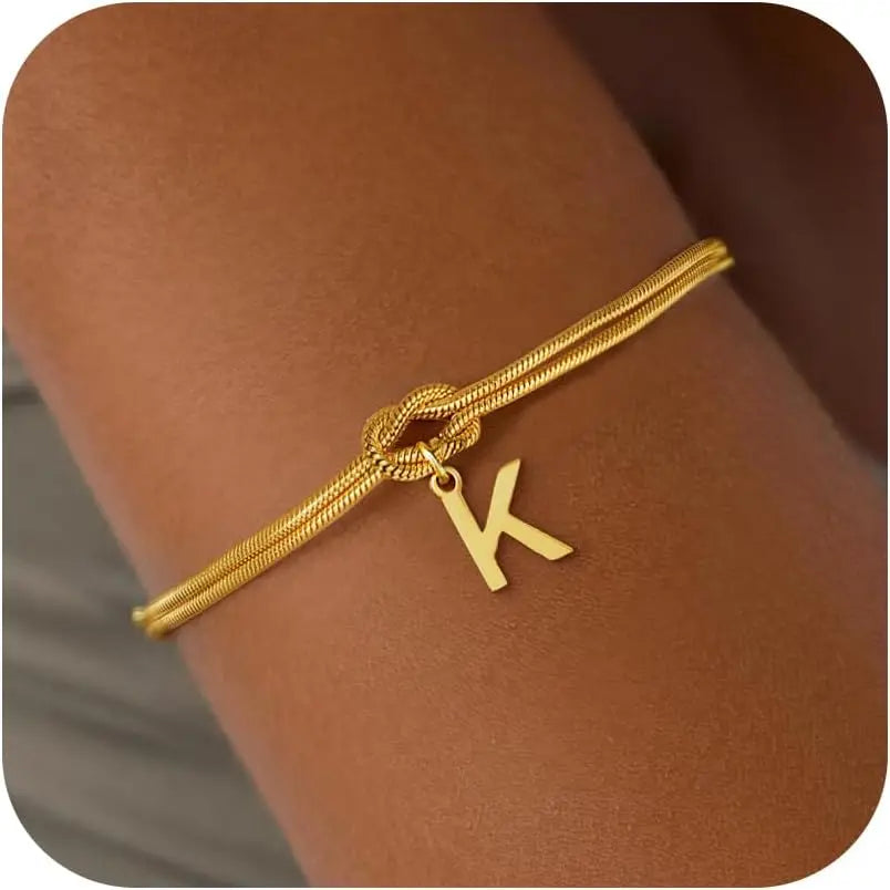 Armband met initiaal en strik - letter 