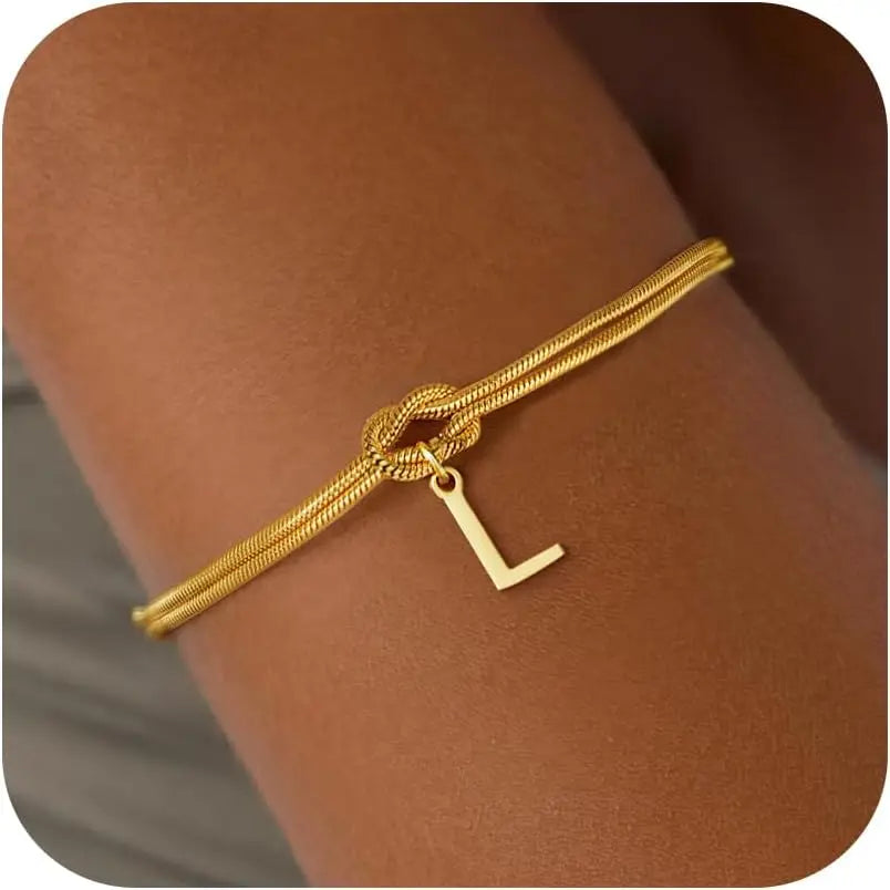 Armband met initiaal en strik - letter 