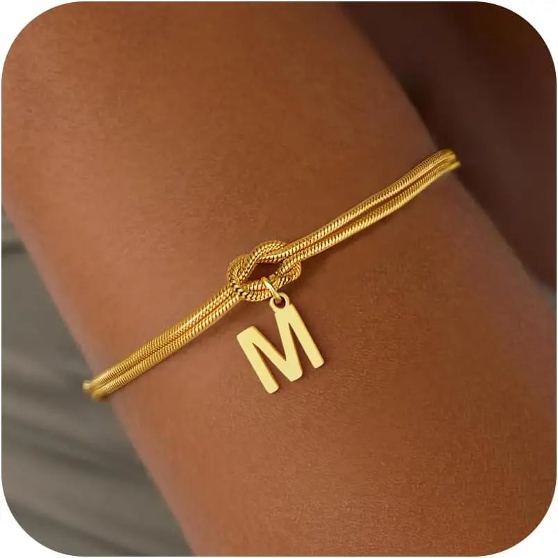 Armband met initiaal en strik - letter 
