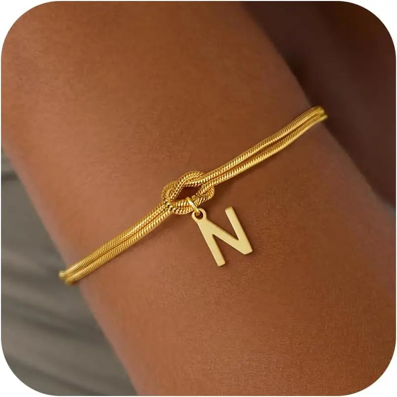 Armband met initiaal en strik - letter 