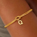Armband met initiaal en strik - letter 