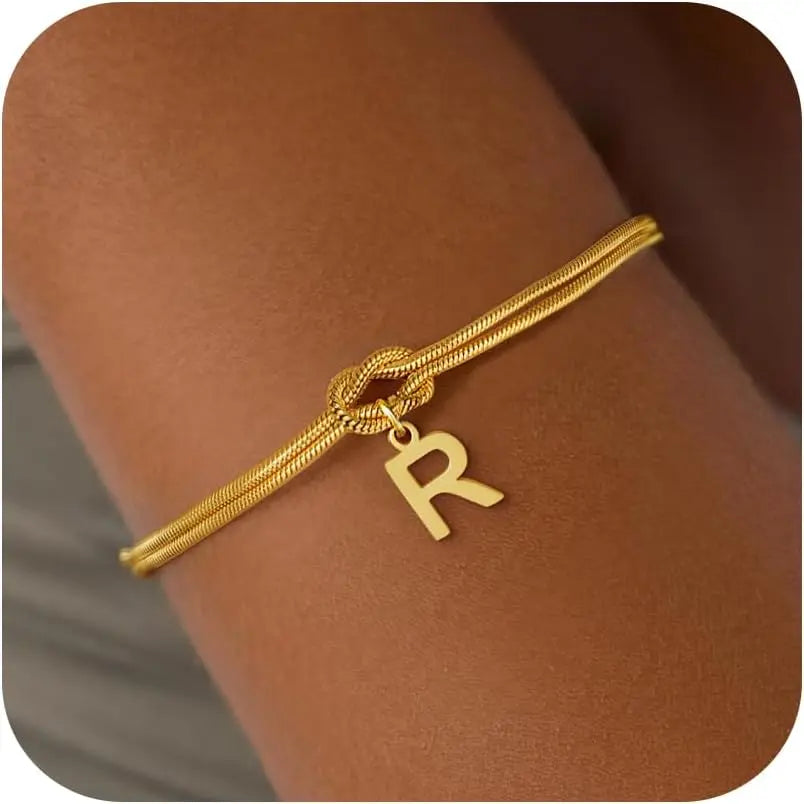 Armband met initiaal en strik - letter 