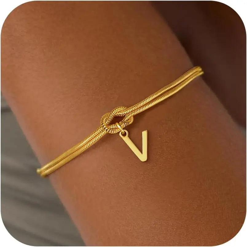 Armband met initiaal en strik - letter 