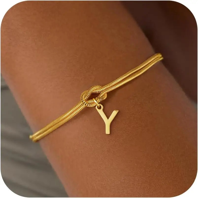 Armband met initiaal en strik - letter 