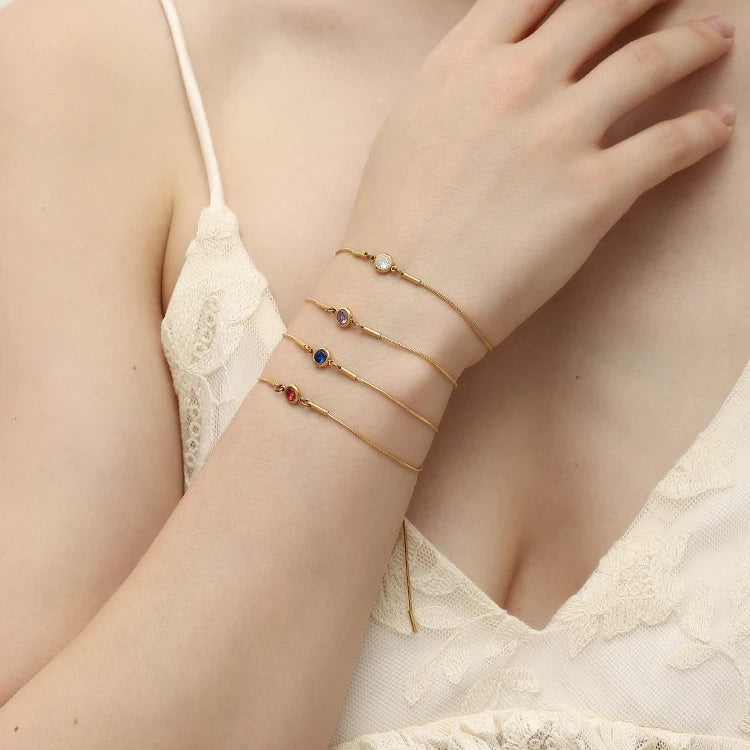 Gekleurde geboortesteen bangelarmband