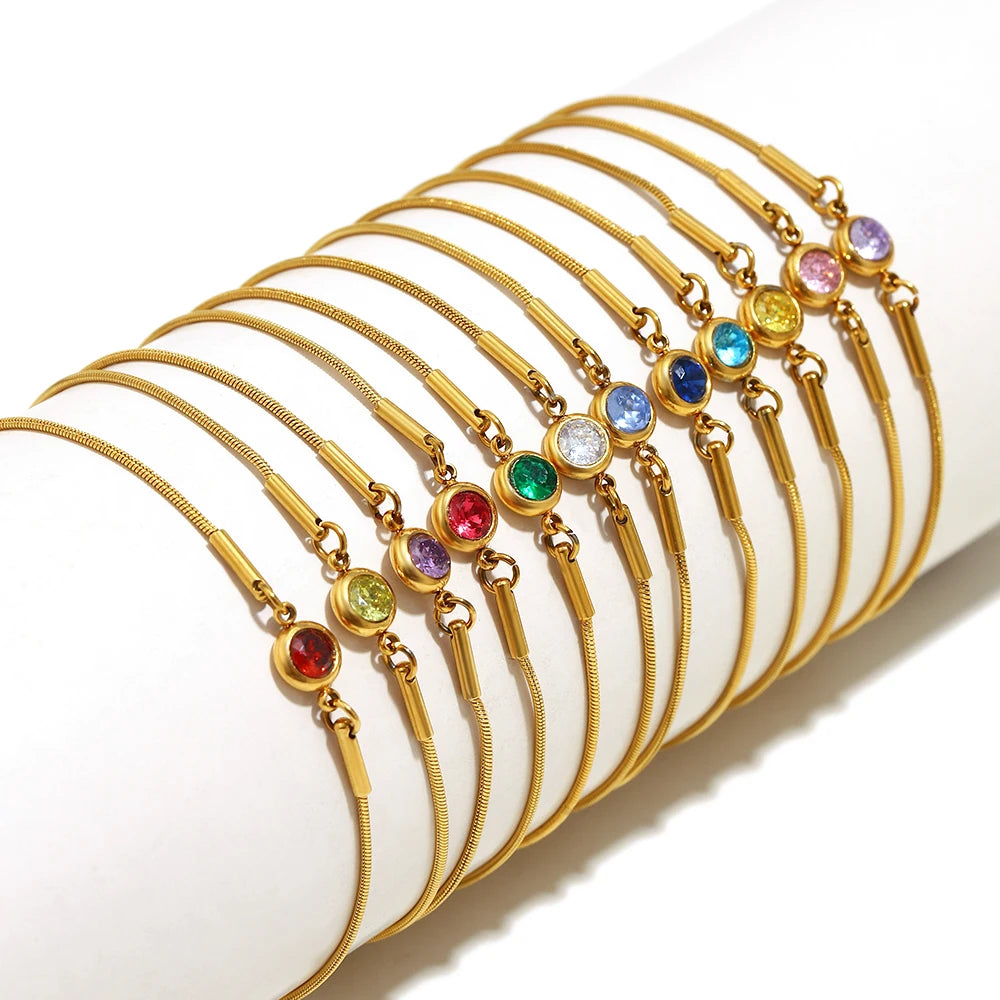 Gekleurde geboortesteen bangelarmband