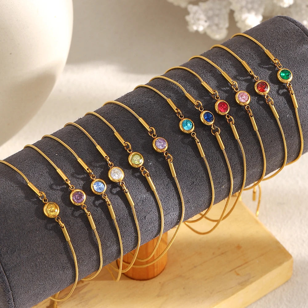 Gekleurde geboortesteen bangelarmband voor januari